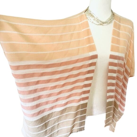 Loft by Ann Taylor Women's Striped Poncho, Sleeveless Open Cardigan Sweater OS - Picture 1 of 9